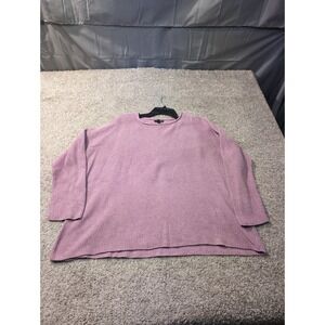 EILEEN FISHER Waffle Knit Organic Cotton Sweater Pullover Size L G